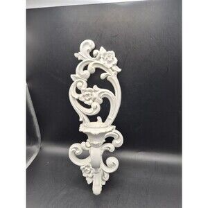 Vintage Syroco Wall Candle Sconce White Cottage Core Farmhouse Decor  #4531 R
